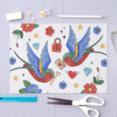 ティッシュペーパーラッピング伝統的バードタトゥースパール 薄葉紙 (クラフト)