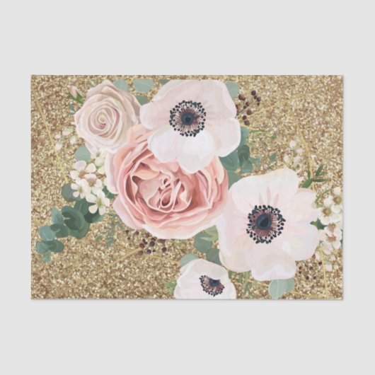 ティッシュペーパーラッピング幾何学的ガーデンバラ金ゴールド 薄葉紙 (正面)