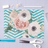 ティッシュペーパーラッピング幾何学的バラ山形ティール（緑がかった色） 薄葉紙 (クラフト)