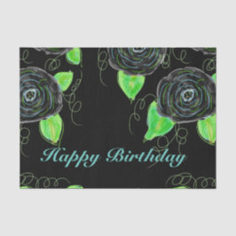 ティッシュペーパー付きブラックフローラプリント 薄葉紙