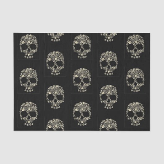 ティッシュペーパー付き花スカル 薄葉紙 (正面)