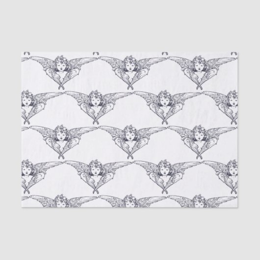 ティッシュペーパー天使の青と白 薄葉紙 (正面)