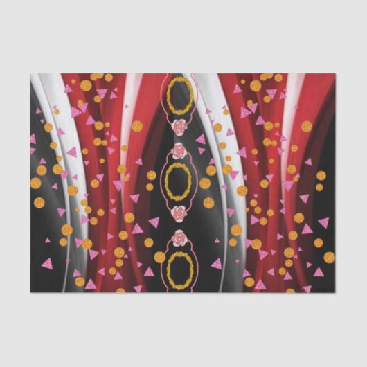 ティッシュペーパー抽象芸術レッド白黒 薄葉紙 (正面)