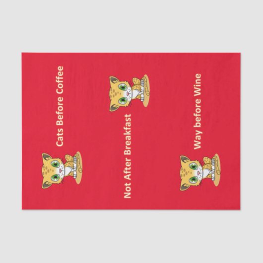 ティッシュペーパー猫がコーヒーワインを飲む前に子猫 薄葉紙 (正面)