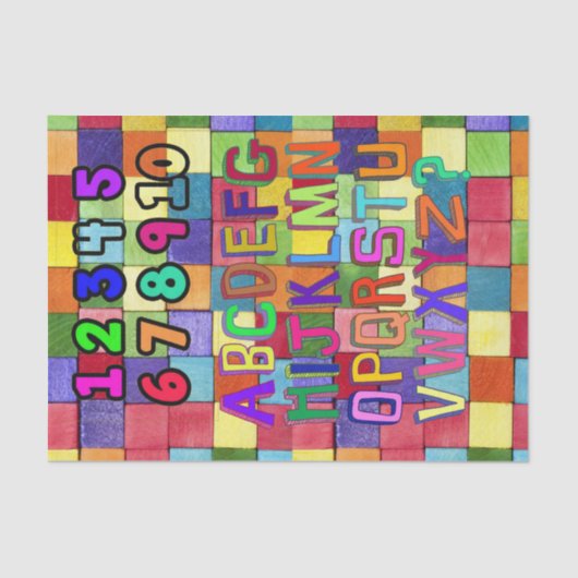 ティッシュペーパー番号アルファベットの色 薄葉紙 (正面)