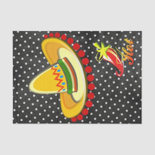 ティッシュペーパー白黒ポルクアドット、ホットペッパー 薄葉紙 (正面)