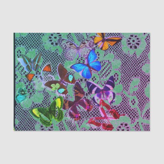 ティッシュペーパー蝶およびアンティークレース 薄葉紙 (正面)