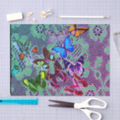 ティッシュペーパー蝶およびアンティークレース 薄葉紙 (クラフト)