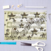 ティッシュペーパー金ゴールドホワイトスター音楽ノート 薄葉紙 (クラフト)