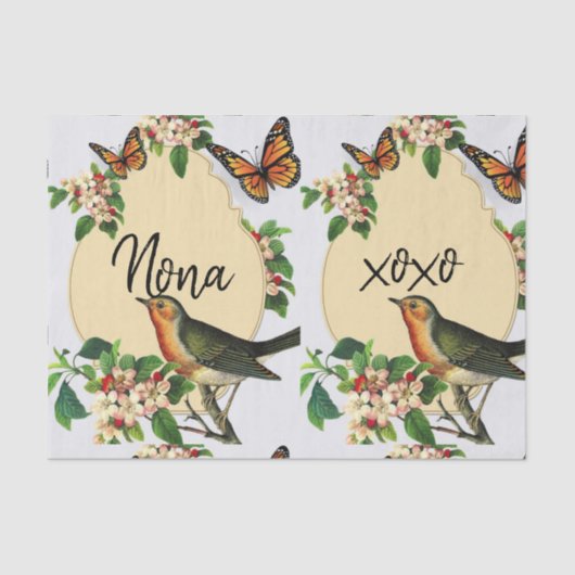 ティッシュペーパー鳥ヴィンテージ 薄葉紙 (正面)