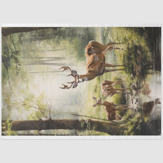 ティッシュペーパー鹿を森のベビーと切り離す 薄葉紙 (正面)