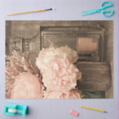 ティッシュペーパー20x30ピンク牡丹とランタンセット2 薄葉紙 (クラフト)