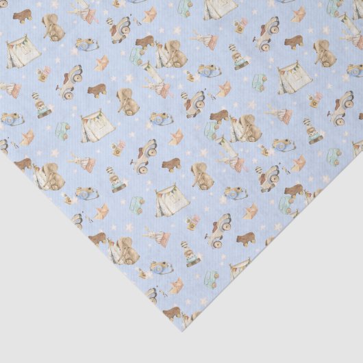 ティッシュペーパー3シート、ヴィンテージおもちゃ背景 薄葉紙 (詳細)