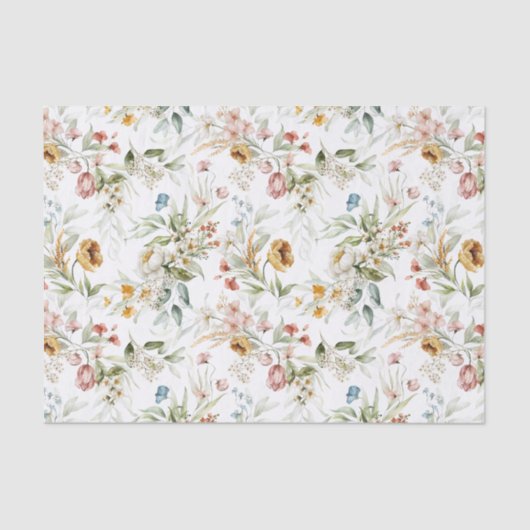 ティッシュペーパー3水彩牡丹オランダスチルライフ 薄葉紙 (正面)