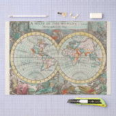 ティッシュペーパー:アンティーク世界地図 薄葉紙 (クラフト)