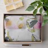 ティッシュペーパー - コラージュ ピンクのバラ 水彩 薄葉紙 (ギフト)