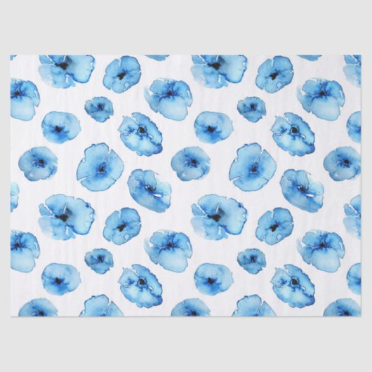 ティッシュペーパー+デコページ紙 – ブルーポピー 薄葉紙 (正面)