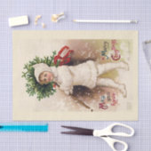 ティッシュペーパー：ヴィンテージクリスマスイラストレーション 薄葉紙 (クラフト)