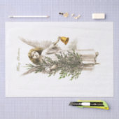 ティッシュペーパー：ヴィンテージクリスマスエンジェル 薄葉紙 (クラフト)