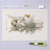 ティッシュペーパー：ヴィンテージクリスマスエンジェル 薄葉紙 (クラフト)