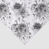ティッシュペーパー 小さな模様の黒と白の芍薬 薄葉紙 (詳細)