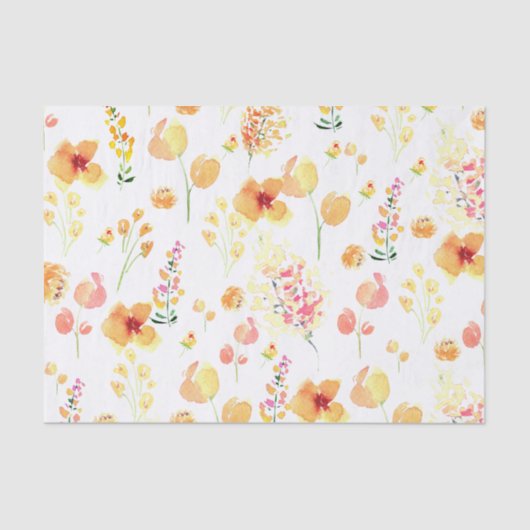 ティッシュペーパー – 明るい水色の花 薄葉紙 (正面)