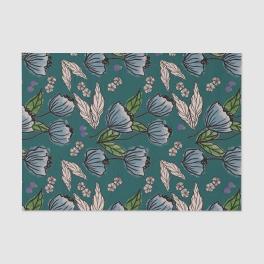 ティッシュペーパー-深いティール（緑がかった色） 薄葉紙 (正面)