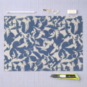 ティッシュペーパー:白+青の鳩：1928 薄葉紙 (クラフト)