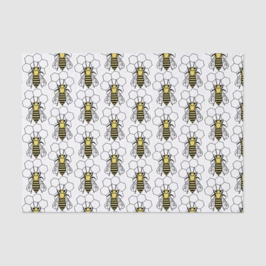 ティッシュペーパー – 黄色と黒のミツバチ 薄葉紙 (正面)