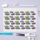 ティッシュペーパー(2)ヴィンテージ車（黄色4品種） 薄葉紙 (クラフト)