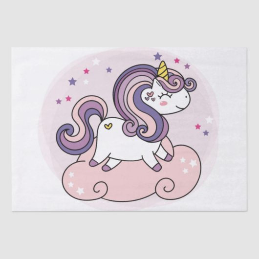 ティッシュペーパー: UNICORN ON A PINK CLOUD 薄葉紙 (正面)