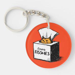 ティッシュボックスの可愛いオレンジの猫名前をカスタムする キーホルダー