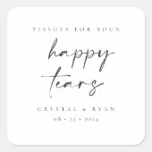 ティッシュミニマル結婚式の引き出物ハッピーティアースティッカー スクエアシール (正面)