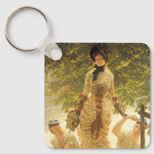 ティッソーによるテムズ河の風景、ビンテージリアリズム キーホルダー (正面)