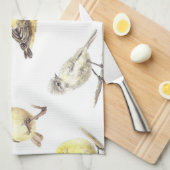 ティット鳥のパターン キッチンタオル (四つ折り)