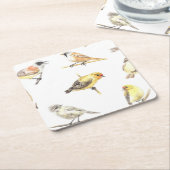 ティット鳥のパターン スクエアペーパーコースター (アングル)