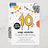 ティッド誕生日キャンドルドードル招待状 招待状 (正面/裏面)