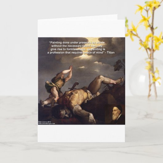 ティツィア引用文&デビッド/ゴリアテ絵画スの贈り物 カード (黄色い花)