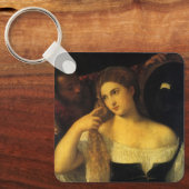 ティティアンによる鏡を持つヴィンテージ・ルネッサンス キーホルダー (正面)