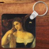 ティティアンによる鏡を持つヴィンテージ・ルネッサンス キーホルダー (裏面)