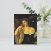 ティティアンによる鏡を持つヴィンテージ・ルネッサンス ポストカード (スタンド正面)