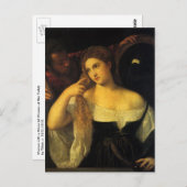 ティティアンによる鏡を持つヴィンテージ・ルネッサンス ポストカード (正面/裏面)