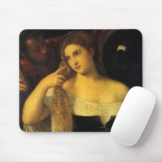 ティティアンによる鏡を持つヴィンテージ・ルネッサンス マウスパッド (マウス)