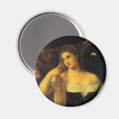 ティティアンによる鏡を持つヴィンテージ・ルネッサンス マグネット (正面/裏面)