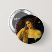 ティティアンによる鏡を持つヴィンテージ・ルネッサンス 缶バッジ (正面&裏面)