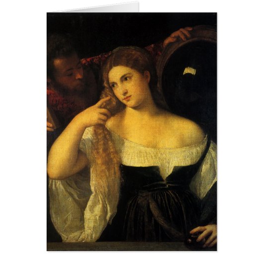 ティティアンの『鏡を持つ女』、ルネサンス時代のヴィンテージ (正面)