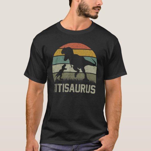 ティティサウルスTレックス恐竜ティチサウルス家族一致 Tシャツ (正面)