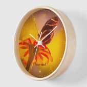 ティトニアの花に蝶の葉を長くするゼブラ 壁時計 (傾斜)