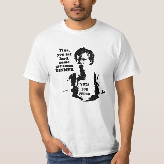 ティナ、太ったラード来でディナーを食べる Tシャツ (正面)