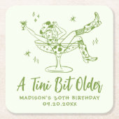 ティニお洒落ビット古い緑の誕生日パーティー スクエアペーパーコースター (正面)
